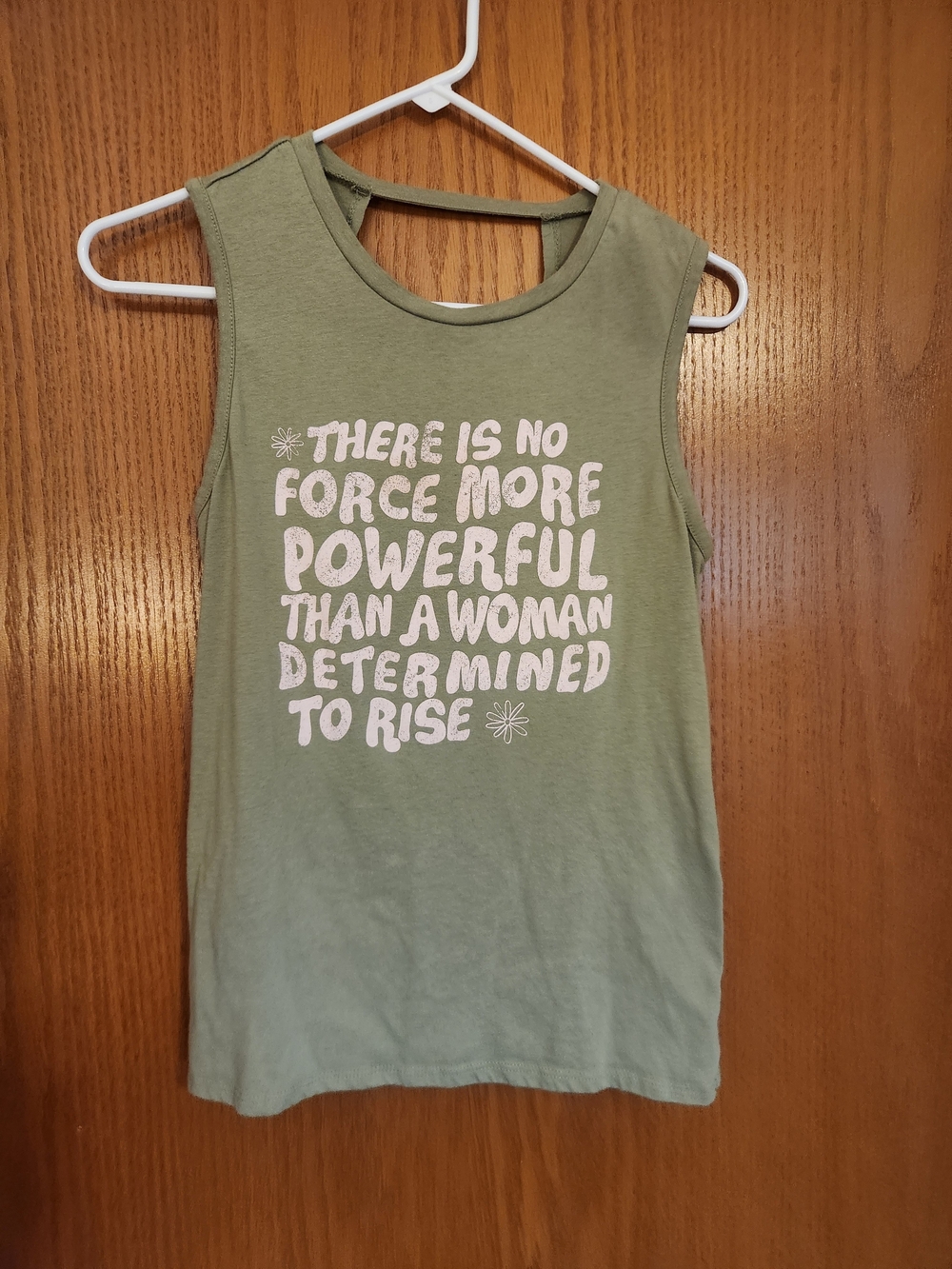 Mossimo Supply Co. Olive Graphic Muscle Tank with White Slogan
